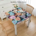 thumbnail image 2 of nygtbtfer Tablecloth Fitted Table Cover for Tables Wipeable Elastic Table Cloth for Outdoor Picnic Camping Dining Party, 's Day Romantice Love White, 2 of 7