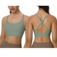 thumbnail image 7 of COMVALUE Women's Square Scoop Neck Sports Bra Thin Strap Padded Low Impact Yoga Bra Wireless Workout Crop Top (Green, XL), 7 of 7