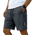 thumbnail image 2 of LRGSHF Men Lightweight Zipper‑Pocket Sport Shorts, Elastic Drawstring Knee‑Length Athletic Shorts, Moisture‑Wicking Casual Workout Shorts, 2 of 5