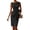 Black, variant on Women'S Vintage Bow-Knot Sleeve Ruched Bodycon Work Dress Pink S