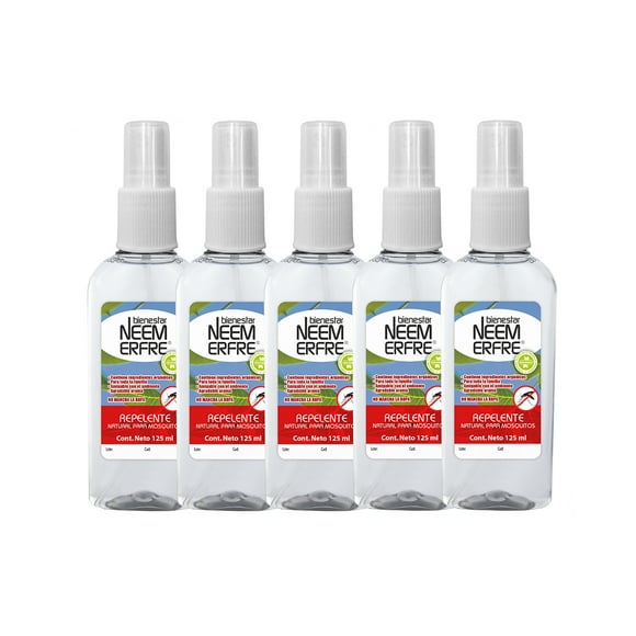 NEEM ERFRE PAQUETE DE 5 REP MOSQUITOS bienestar NEEM ERFRE envase de 125ML c/u