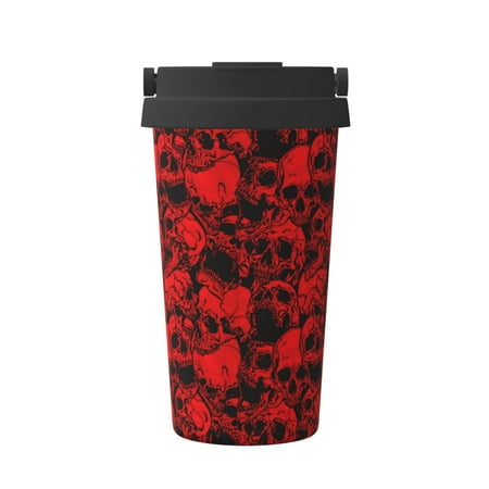 

KLL Red Skulls 3 Pattern Stainless Steel Vacuum Insulated Tumbler - Carry Insulated Coffee Mug - Reusable Insulated Cold Brew Iced Coffee Cup Thermos