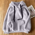 thumbnail image 2 of XIAOCHA Sherpa Hoodie for Women Plush Kangaroo Pocket Top Cozy Winter Warm Pullover Hoodies, 2 of 3