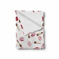 thumbnail image 2 of Cosmetics Soft Flannel Fleece Throw Blanket, Beauty Theme Pink and Burgundy Lipstick and Kiss Pattern Makeup Concept, Cozy Plush for Indoor and Outdoor Use, 50" x 70", Burgundy and Pink, by Ambesonne, 2 of 6
