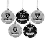 Oakland Raiders NFL 5 Pk Shatterproof Ball Ornaments - Forever Collectibles