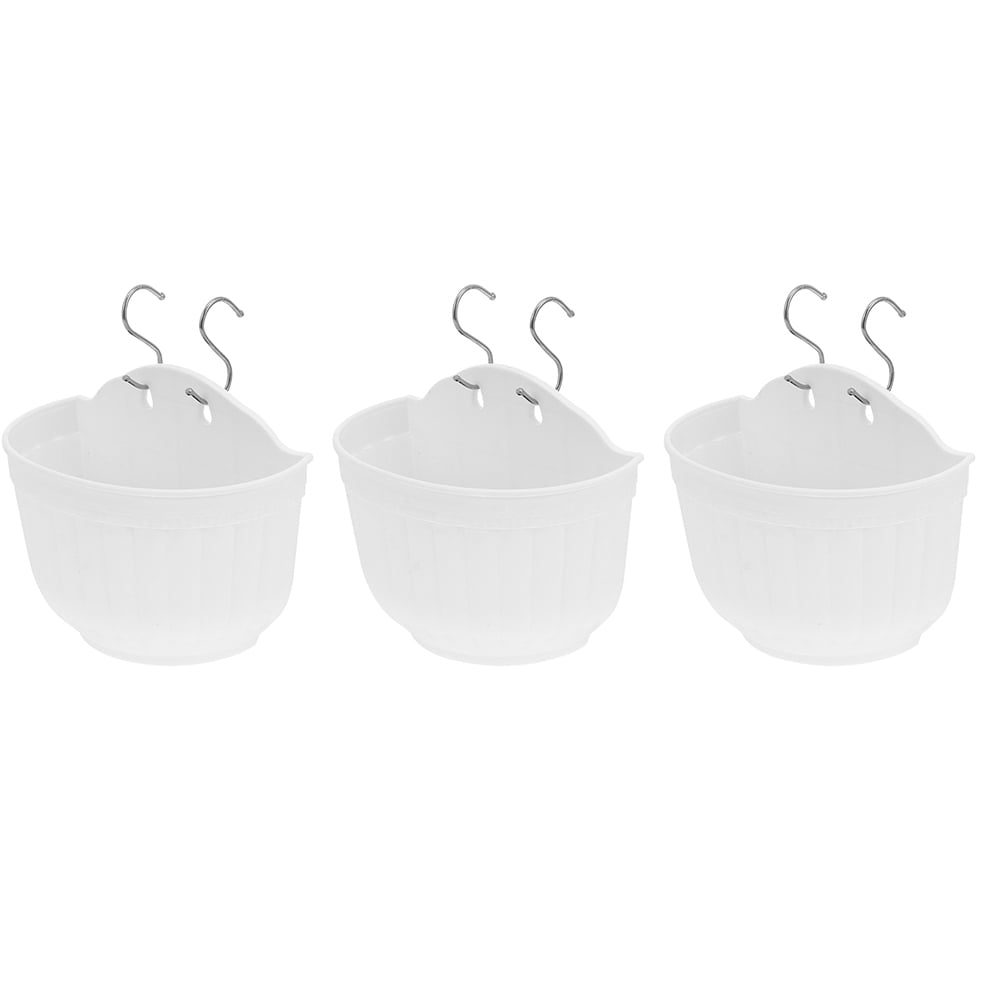 Nicehomfit 3Sets Plastic Hanging Flower Holders White for Home Balcony Office Indoor Plant Storage