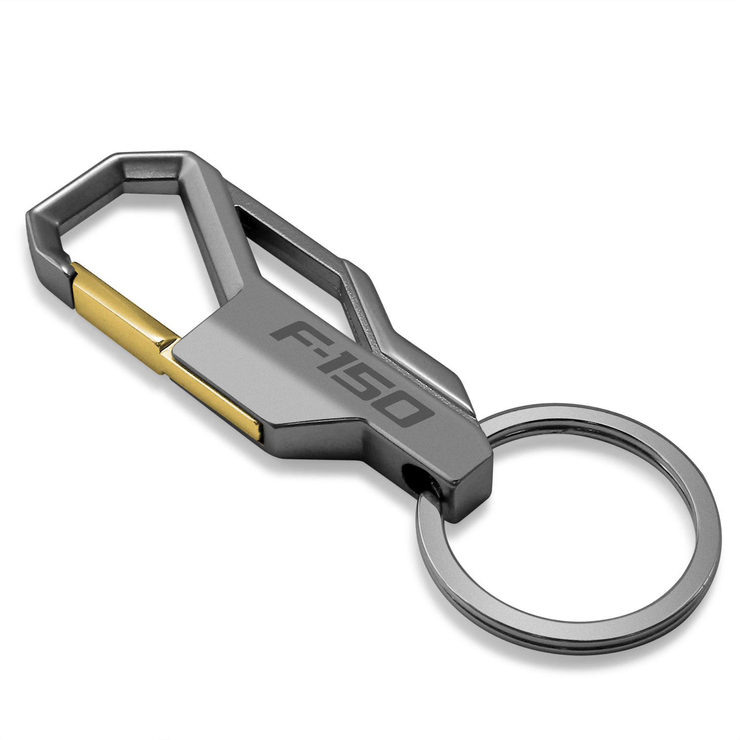 iPick Image for Ford F-150 Gunmetal Black Carabiner-style Snap Hook Metal Key Chain, Official Licensed