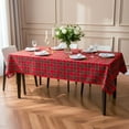thumbnail image 2 of Christmas Red Plaid Waterproof Tablecloth \u2013 Classic Woven Check Design \u2013 Holiday Dining Table Cover for Xmas Parties, Stain-Resistant & Durable, W60 x L84 in, 2 of 8