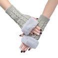 thumbnail image 2 of 1 par de guantes para mujer Guantes calientes sin impermeable a prueba a prueba durante el medio invierno para caminar lib Gris claro Yinane Guantes cálidos sin dedos, 2 of 7