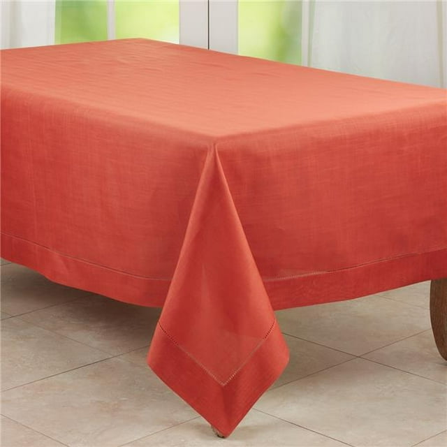 Saro Lifestyle 6318.TC70160B 70 x 160 in. Hemstitched Border Tablecloth, Terracotta