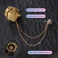 thumbnail image 2 of Uxcell 2-Pack Pin de Broche de Flor de Rosa para Traje de Hombre con Cadena de Borlas Doradas para Accesorios de Boda para Hombres [Albaricoque], 2 of 7
