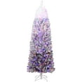 thumbnail image 3 of 6ft Pencil Christmas Tree, Slim Artificial Xmas Tree with Snow Flocked Branches, Skinny Black Gradient Christmas Decoration for Home & Office, 3 of 9