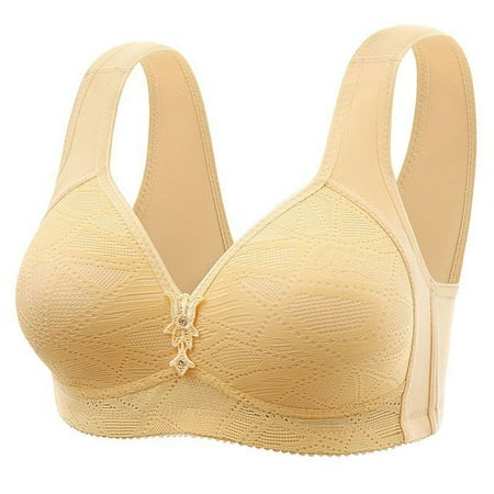 Ecqkame Supportive Bras for Women No Underwire Wireless Push Up Bra Full Coverage Lifting Comfort Everyday Bras B-1PC Beige M on Clearance