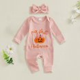 thumbnail image 2 of Mnyotv Halloween Embroidery Jumpsuit with Headbands Fall Winter Clothes Infants Baby Girls Outfits Size 6-12Months, 2 of 5
