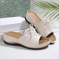 thumbnail image 5 of Beach Sandals, Cute Sandals for Women, Slip-On Wedge Sandals With Arch Support - Lightweight Comfortable Open Toe Slippers Soft Insole & Anti-Slip Sole Boho Slingback Sandals, Beige 5.5, 5 of 7