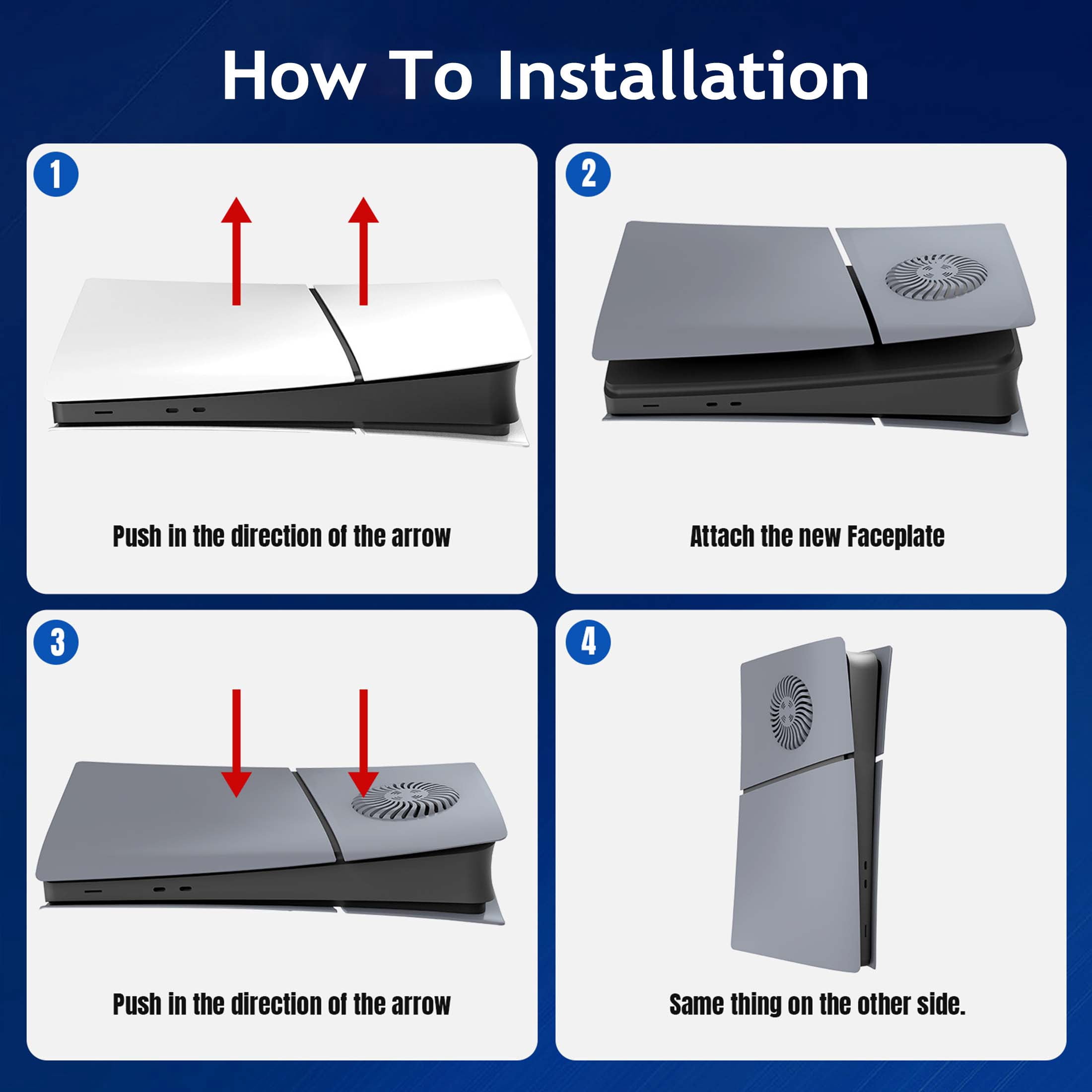 Faceplate for PS5 Slim Digital Edition with Cooling Vents Face Plate Console Cover, 30th Anniversary Grey