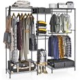 thumbnail image 1 of VIPEK 5 Tiers Wire Garment Rack Heavy Duty Clothes Rack Clothes Wardrobe Compact Extra Large Armoire Storage Rack Metal Clothing Rack, 74.4" L x 17.7" W x 76.8" H, Max Load 600LBS, V6 Black, 1 of 5