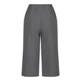 thumbnail image 5 of cllios Plus Size Cotton Linen Capris Pants Women Summer Elastic Waist Pant Casual Flowy Drawstring Comfy Trousers Lightweight Beach Pants, 5 of 6