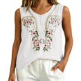 thumbnail image 5 of Delayuji Sleeveless Linen Shirt for Women Embroidery Casual Comfy Tank Tops For Women Linen Shirts Womens Summer Top Loose Lightweight Blouses M-5XL White M, 5 of 7