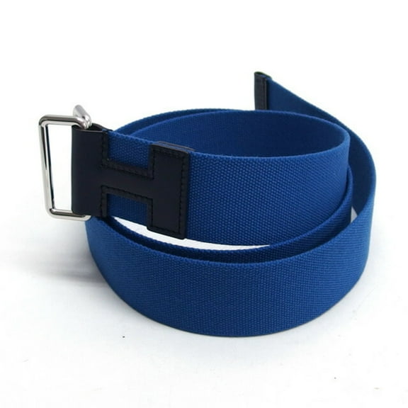 Pre-Owned Hermes Belt Nomade Textile Blue x Black Size M