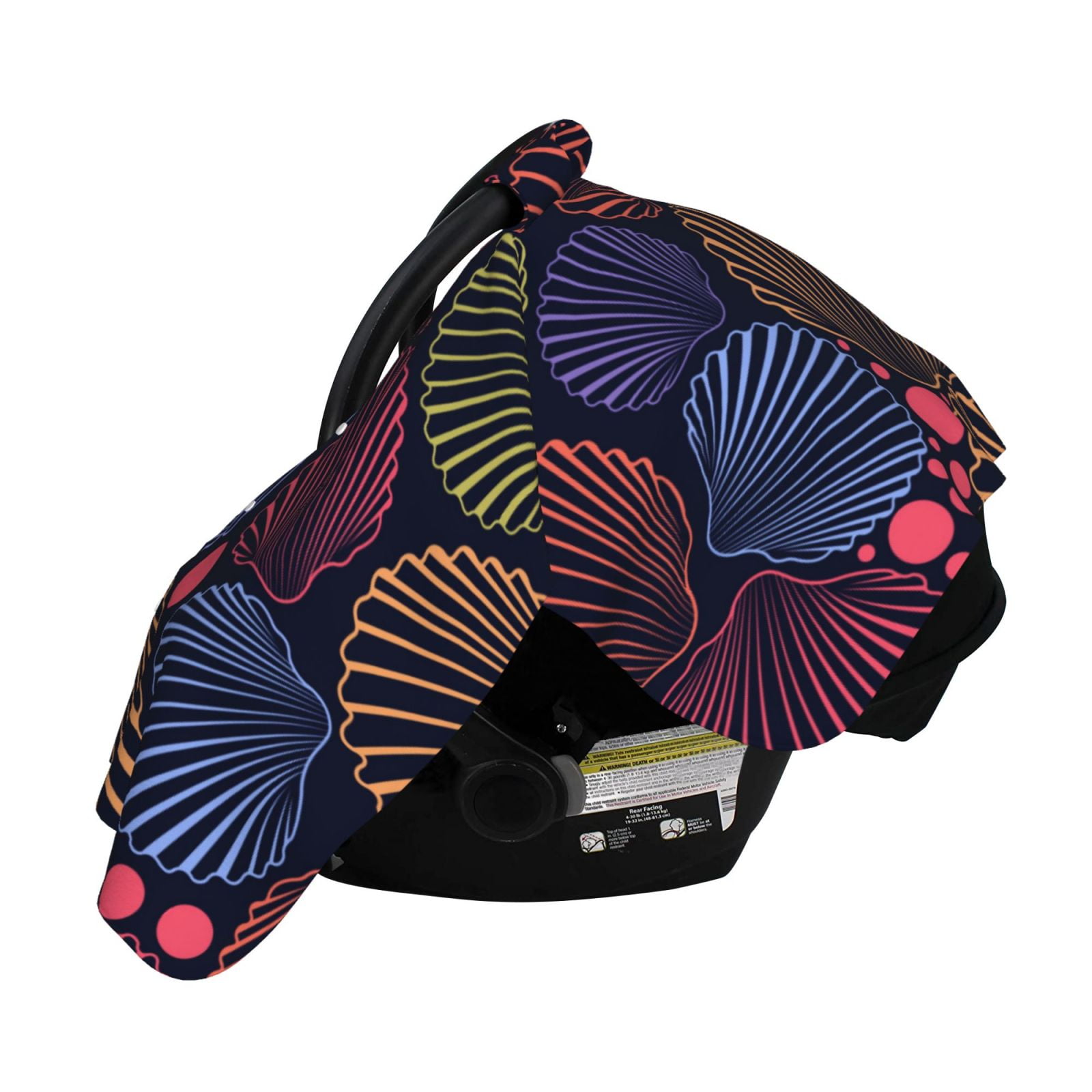 Naloa Colorful Shells Baby Car Seat Cover, Breathable Baby Carrier Cover, Multiuse Baby Carrier Cover & Nursing Breastfeeding Cover