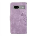 thumbnail image 5 of Mantto for Google Pixel 8a Embossed Pattern Wallet Case with Wrist Strap, Premium Retro PU Leather Magnetic Flip Kickstand Function Credit Card Holder Shockproof Slim Phone Case,Purple, 5 of 7