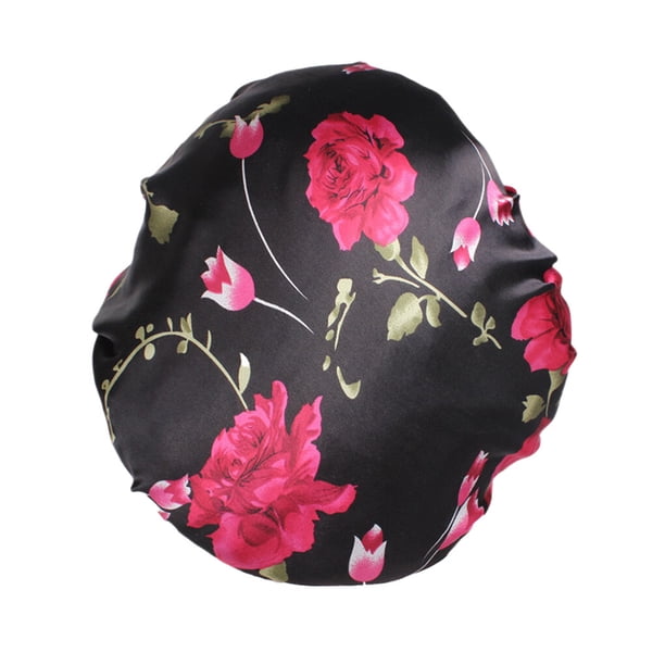 Guardurnaity Gorros de satén de ala ancha para mujer, gorro de noche para dormir, bufanda para la cabeza, gorro para dormir, gorros suaves, Sombreros Negro