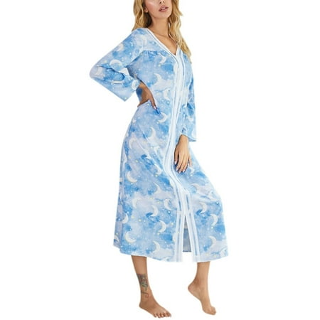 

Poseca Women Long Pajamas Robes Sleeve Full Length Housecoat Loungewear