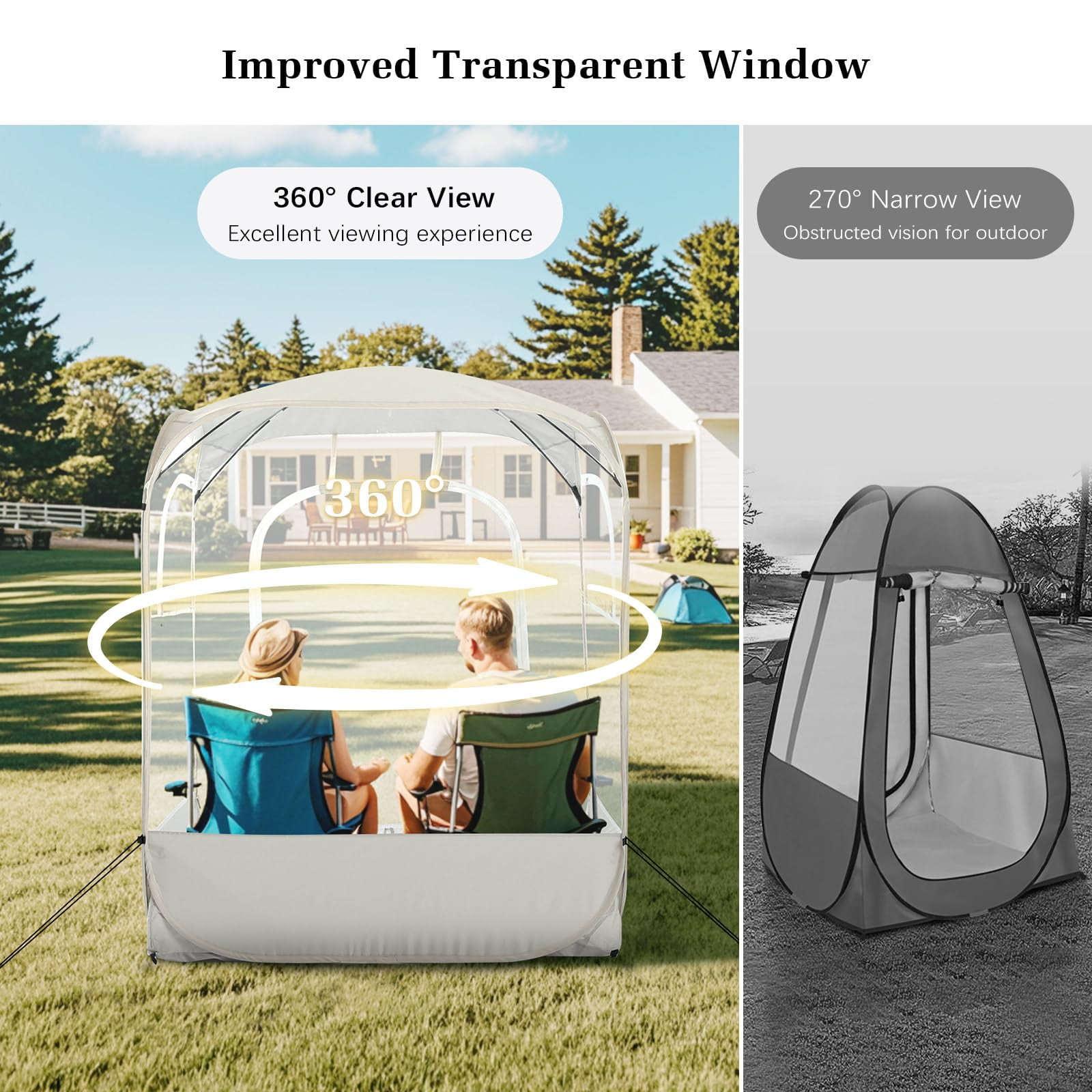 Raynesys Sports Tent, Instant Pop Up Bubble Tent Fits 3-4 Persons for Outside Fishing Camping Sports Events, Ultra Visibility, No Condensation,All Weather