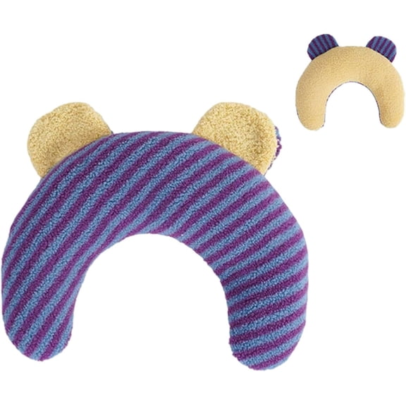 U Shaped Pet Neck Pillow for Small Dogs and Cats up to 22 lb, Soft Neck Support Cushion for Bed, Crate, Floor, Sofa, and Indoor Rest (Purple)M