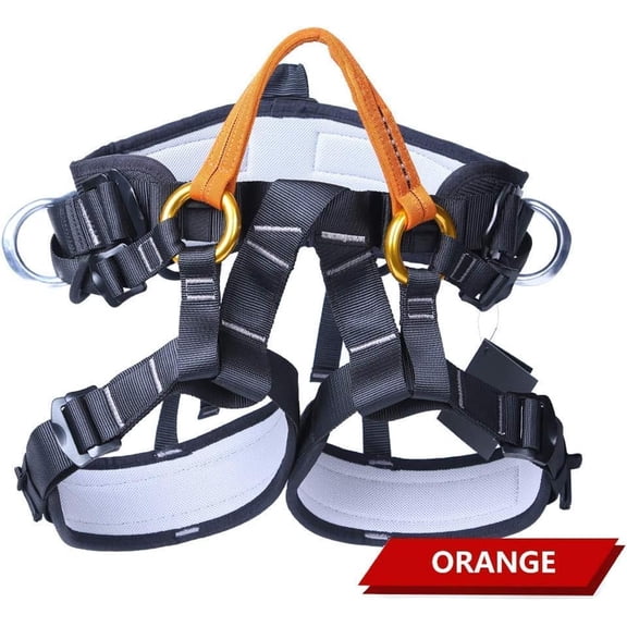 Professional Aerial Work Safety Belt, Half Body Climbing Harness, Fall Protection Equipment for Mountaineering Rescuing Tree Climbing Rock Climbing Rappelling, Orange