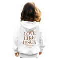 thumbnail image 4 of Arlun Jesus Loves You Hoodies for Girls Kids Letter Printed Graphic Long Sleeve Hooded Sweatshirts Loose Comfortable Christian Religious Pullovers with Pocket White 9-10Years, 4 of 8