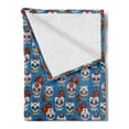 thumbnail image 2 of Sugar Skull Soft Flannel Fleece Throw Blanket, Pattern Skulls and Roses in Floral Mexican Style Ornaments Print, Cozy Plush for Indoor and Outdoor Use, 50" x 70", Blue Red Ivory, by Ambesonne, 2 of 5
