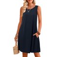thumbnail image 2 of Fancyglim Women Tshirt Dress Loose Swing Beach Tank Dress with Pockets Navy M, 2 of 7