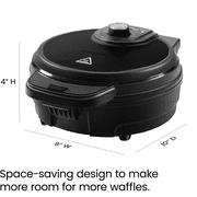 Chefman Anti-Overflow Belgian Waffle Maker with Shade Selector and Non-Stick Plates, Black