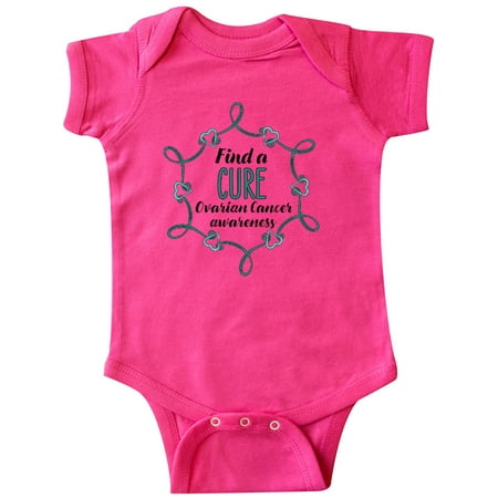 

Inktastic Ovarian Cancer Awareness Find a Cure Heart Ribbon Gift Baby Boy or Baby Girl Bodysuit