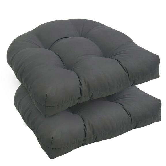 Topchances Set of 2 Tufted Universal Chair Cushions, Waterproof Outdoor/Indoor Chair Seat Pads, 19" x 19", Dark Grey