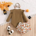 thumbnail image 5 of UAYOTSE Toddler Baby Girl Halloween Outfit Long Sleeve Embroidery Sweatshirt Tulle Dress Skirt Sets Clothes,Brown 18M, 5 of 7