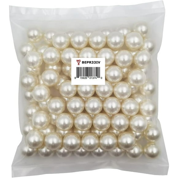 WGV 1 Pound of Decorative Fillers Large Ivory Undrilled Plastic Faux Pearls - 0.7" (18 mm) - 1 Bag
