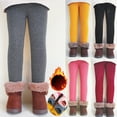 thumbnail image 2 of Children Girls Leggings Kids Warm Thick Fleece Lined Skinny Pants Print Stretchy Warm Leggings, 2 of 3