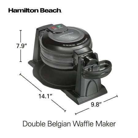 Hamilton Beach - Double Belgian Waffle Maker with Removable Nonstick Plates - Black