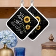 thumbnail image 2 of Sunflowers Pot Holders for Kitchen Heatproof Potholder, 3 Pack Modern Bee You Are My Sunshine Black Hot Pads Multipurpose Oven Pads Cloth Potholders Trivet for Cooking Baking, 2 of 8