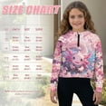 thumbnail image 7 of Xoenoiee Axolotl Cherry Blossom Print Girls Quarter Zip Hoodie Pullover Long Sleeve Shirts Half Zip Sweatshirt Casual Crop Top Trendy Clothes, 9-10 Years, 7 of 7