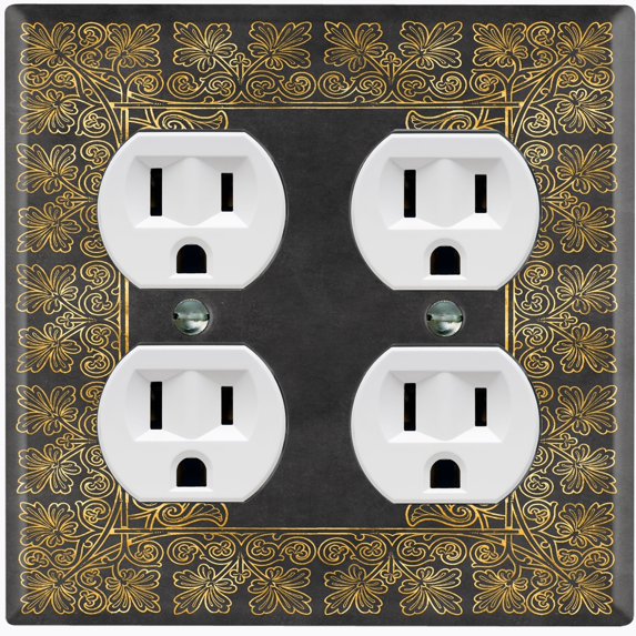 Metal Light Switch Plate Cover Black Yellow French Victorian Frame FRA004