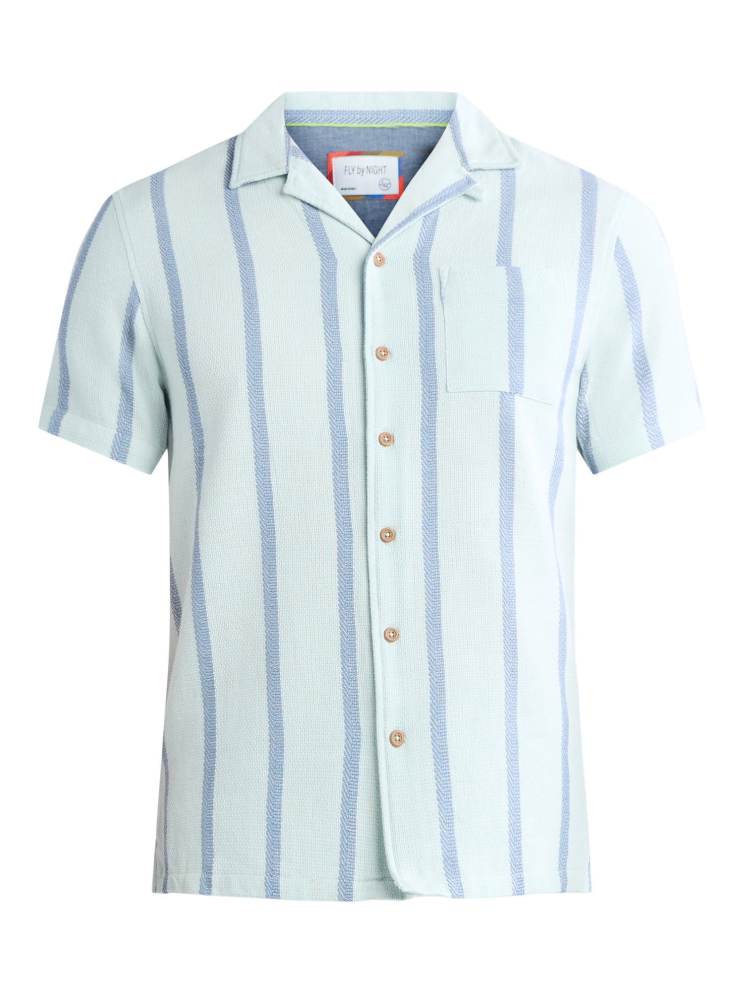 Fly By Night Men’s and Big Men’s Tour Striped Button Up Shirt with Short Sleeves, Sizes S-3XL