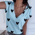 thumbnail image 1 of DPTALR Femmes Grande Taille Manches Courtes Col en V Imprimé Blouse Décontractée T-shirt Hauts, 1 of 5