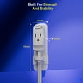 thumbnail image 2 of Maximm 360° Rotating Flat Plug Extension Cord, 14AWG Heavy Duty Grounded Power Strip with Hanging Loop & Wall Mount, Low Profile, 4ft, White, 2 of 5