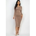 thumbnail image 5 of Ruched Midi Dress with Long Sleeves, 5 of 7
