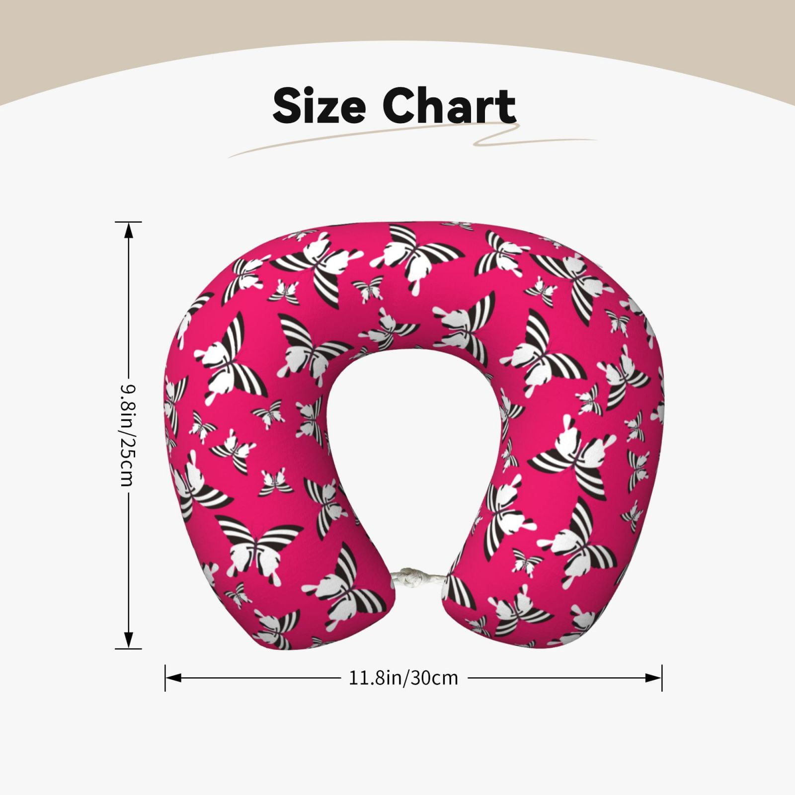 Xecao Butterfly Print Memory Foam Cervical Neck Pillow Versatile U-Shaped Pillows for Home,Office,Camping,Travelling,Soft Washable Cover