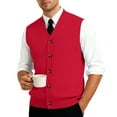 thumbnail image 6 of Men's Sweater Vest V-Neck Sleeveless Knitted Cardigan Big and Tall Solid Color Sweater Vest, 6 of 7